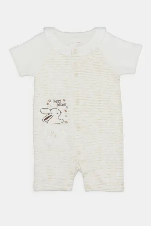 Baby Ecru Print T-Shirt And Dungaree Set (2 Piece)