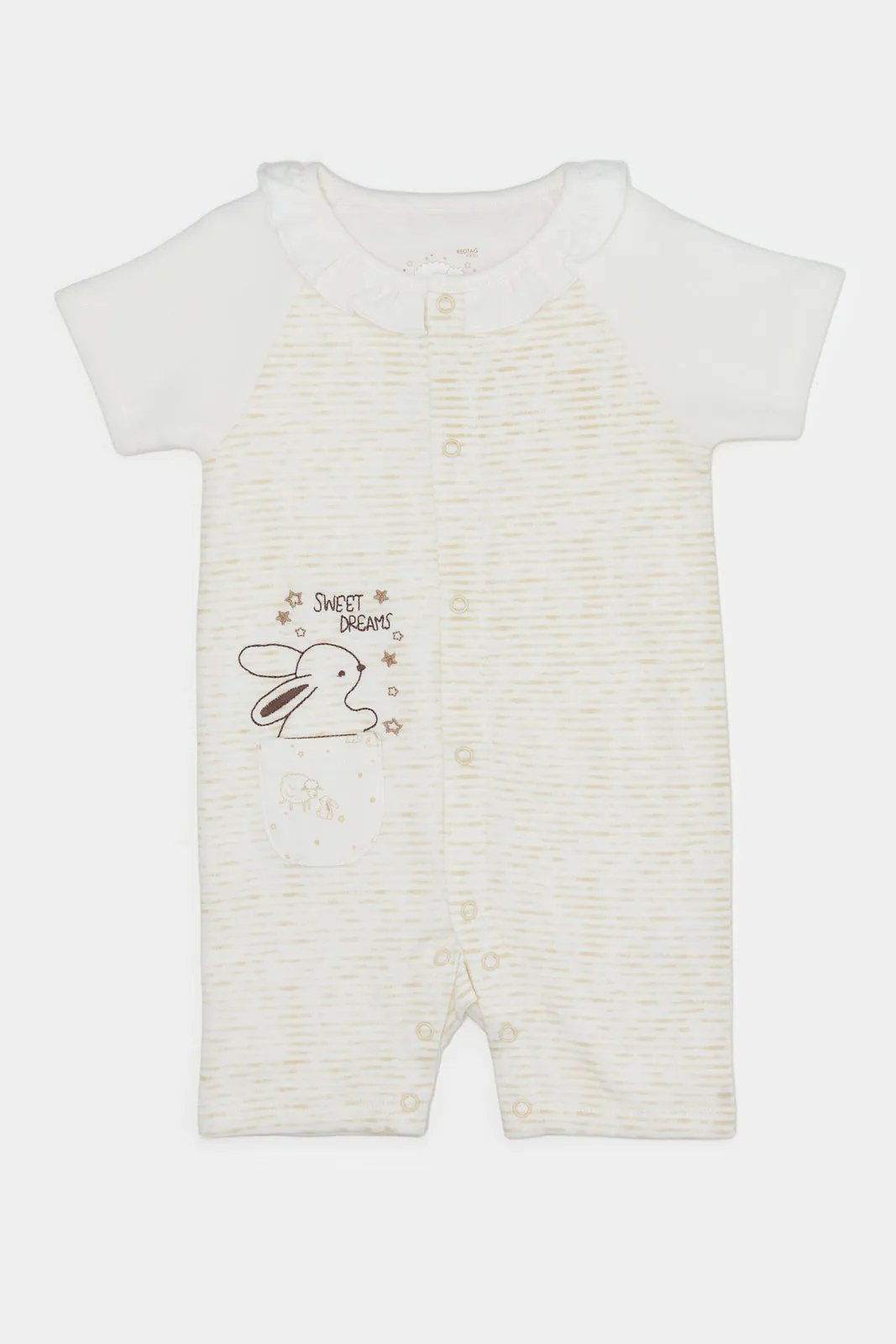 Baby Ecru Print T-Shirt And Dungaree Set (2 Piece)