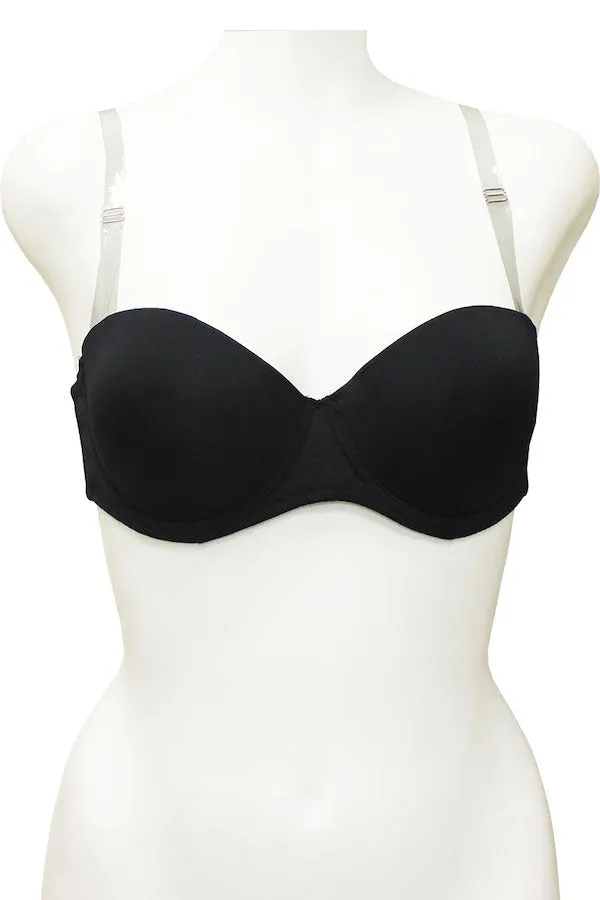 Clear Back & Straps Push Up Demi Bra