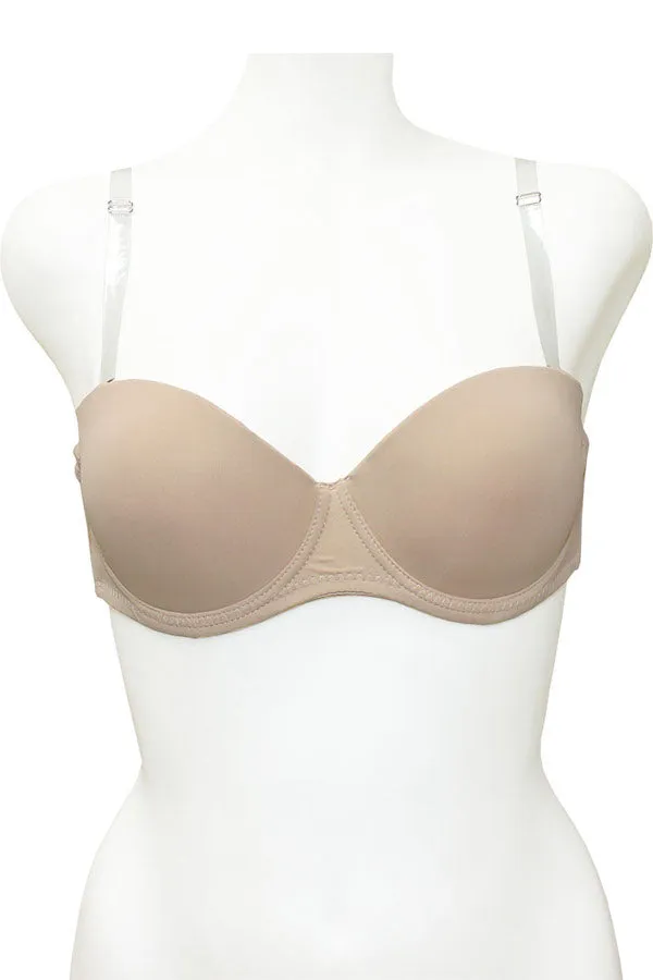 Clear Back & Straps Push Up Demi Bra