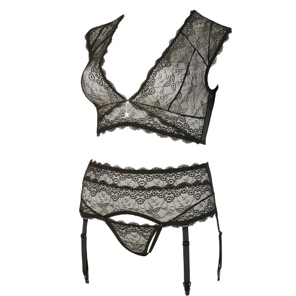 Cottelli Sexy Black Plus Size Bralette and String Set
