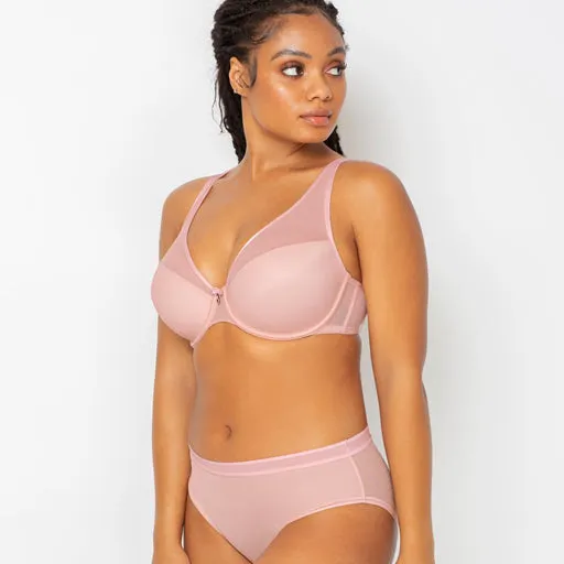 Curvy Couture Sheer Mesh Push Up Bra Blushing Rose