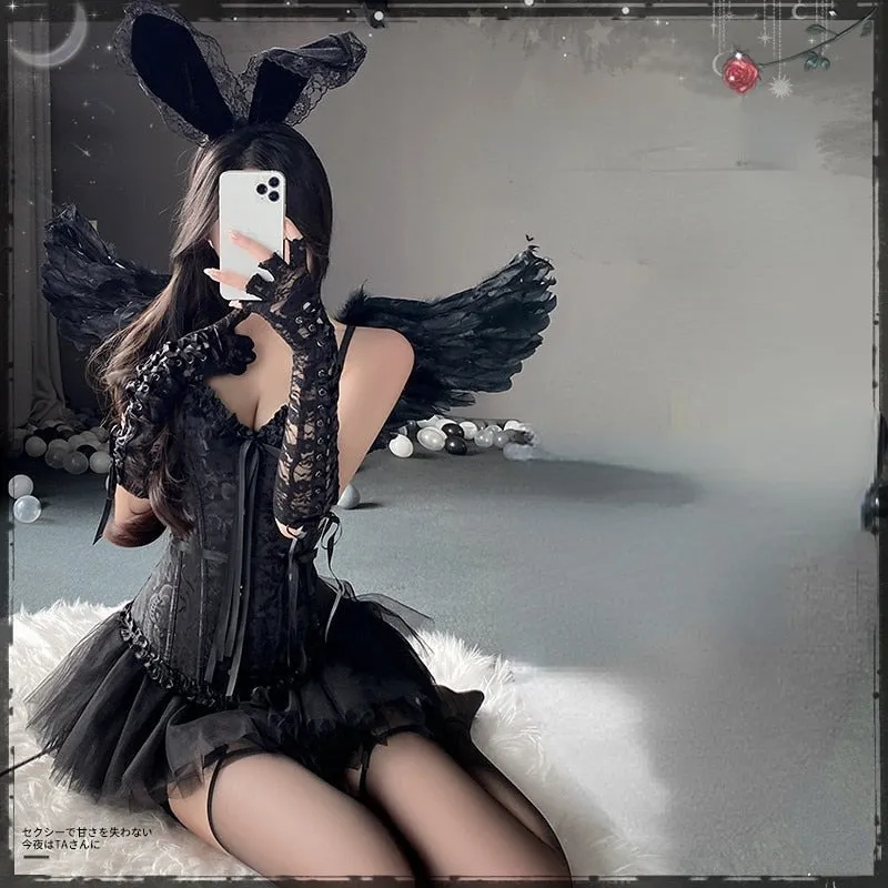 Dark Angel Corset Lingerie Set