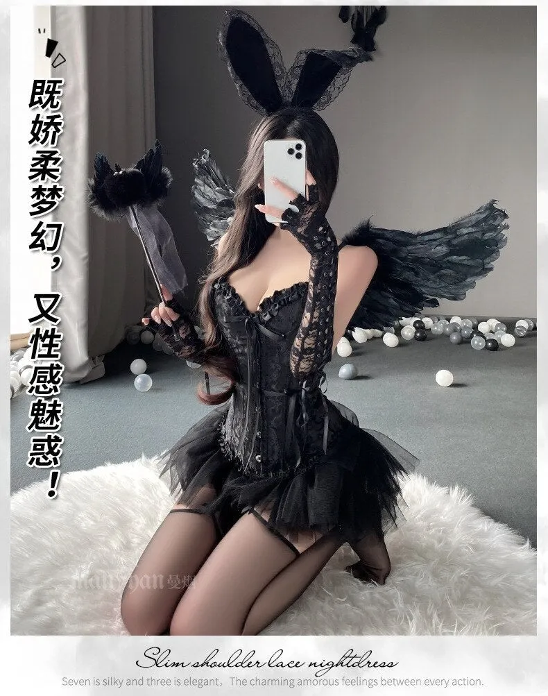 Dark Angel Corset Lingerie Set