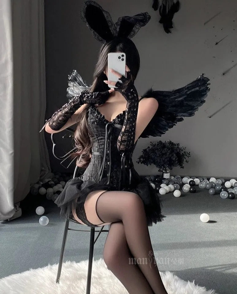 Dark Angel Corset Lingerie Set