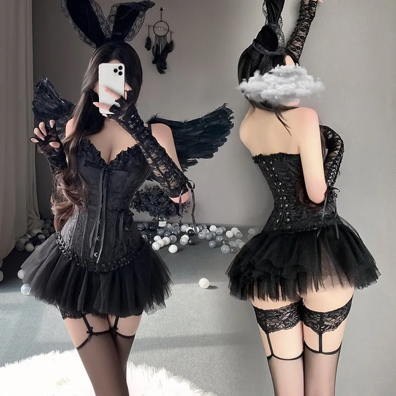 Dark Angel Corset Lingerie Set