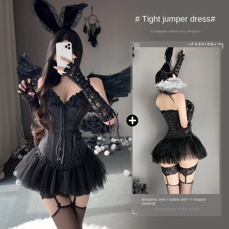 Dark Angel Corset Lingerie Set