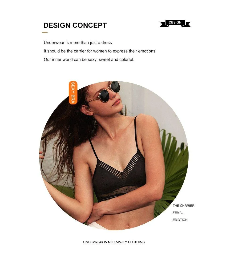 Dot Mesh Thin Triangular Soft Seamless Backless Bra