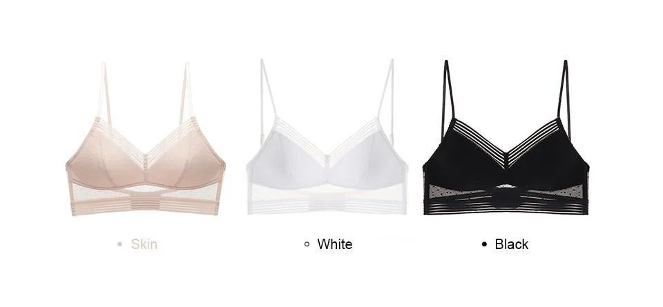 Dot Mesh Thin Triangular Soft Seamless Backless Bra
