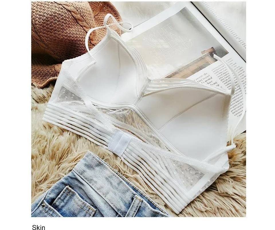 Dot Mesh Thin Triangular Soft Seamless Backless Bra