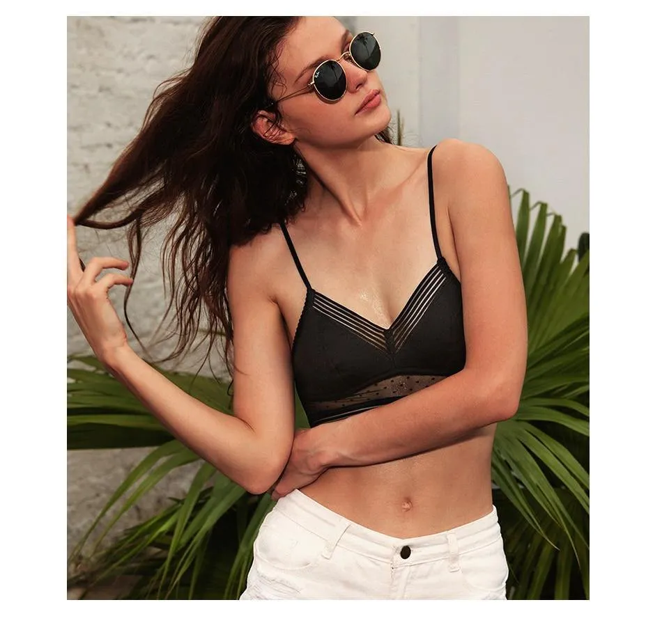 Dot Mesh Thin Triangular Soft Seamless Backless Bra