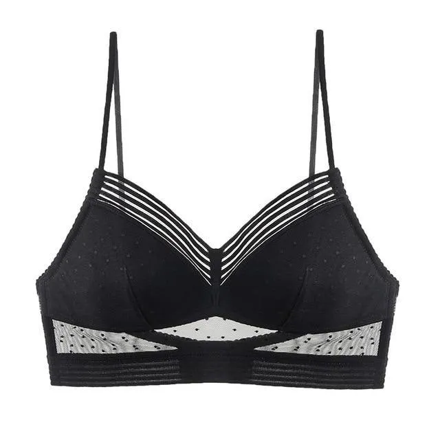 Dot Mesh Thin Triangular Soft Seamless Backless Bra