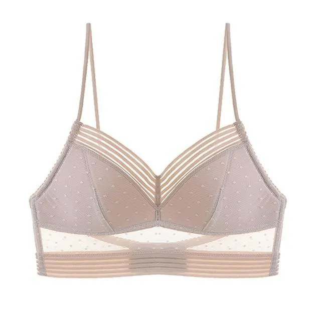 Dot Mesh Thin Triangular Soft Seamless Backless Bra