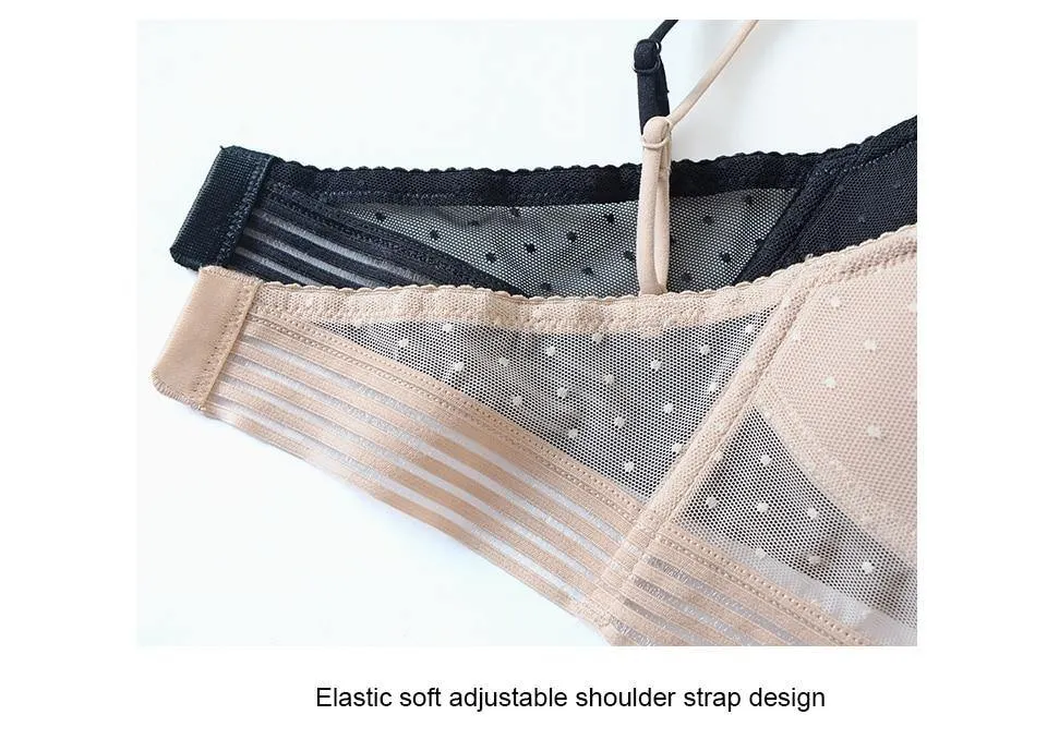 Dot Mesh Thin Triangular Soft Seamless Backless Bra