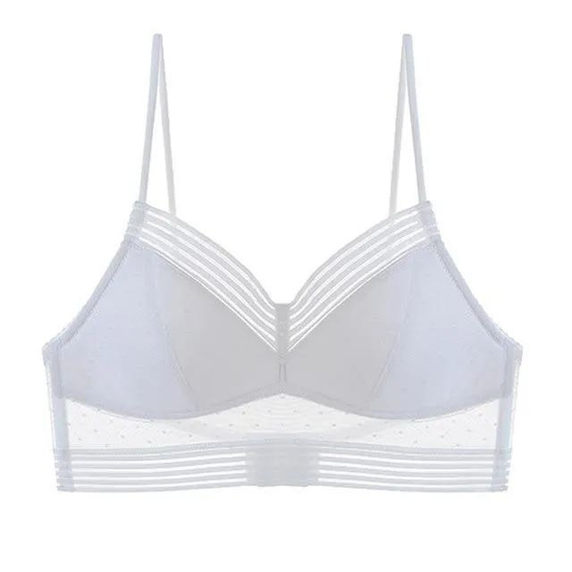 Dot Mesh Thin Triangular Soft Seamless Backless Bra