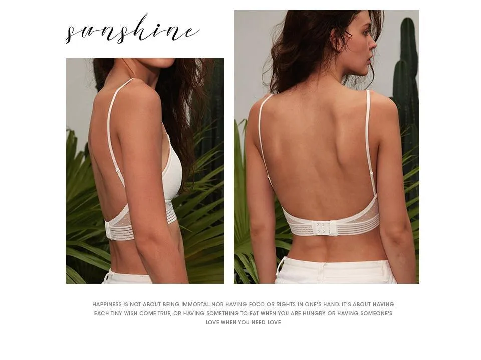 Dot Mesh Thin Triangular Soft Seamless Backless Bra