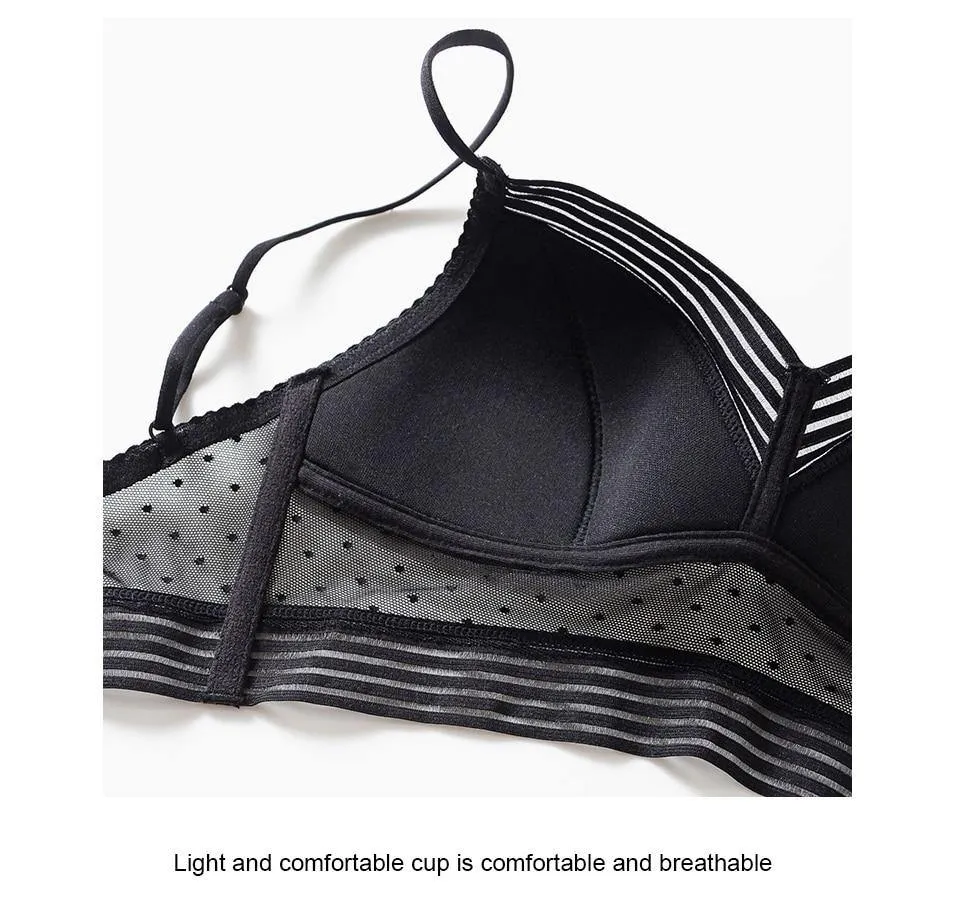 Dot Mesh Thin Triangular Soft Seamless Backless Bra