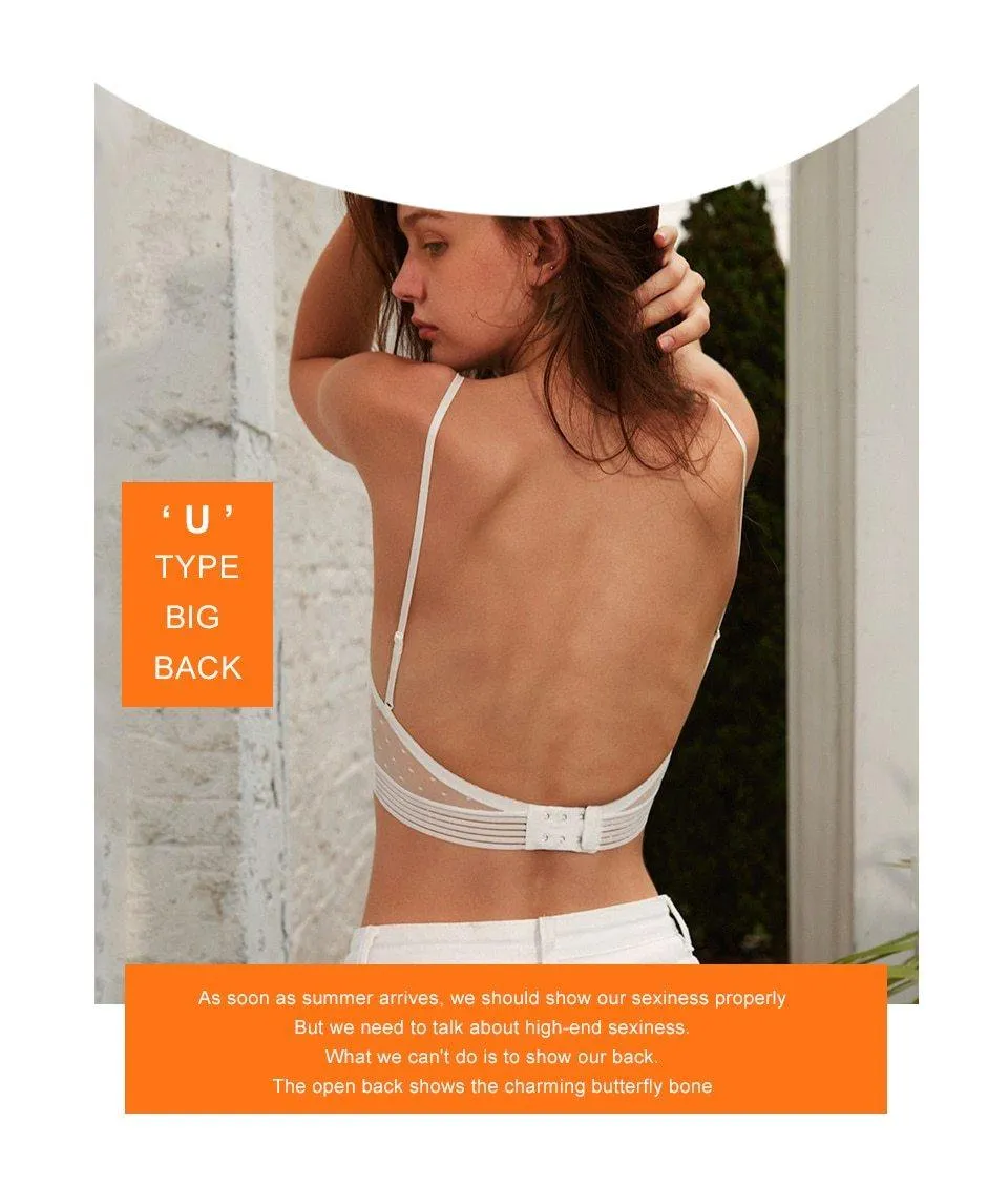 Dot Mesh Thin Triangular Soft Seamless Backless Bra