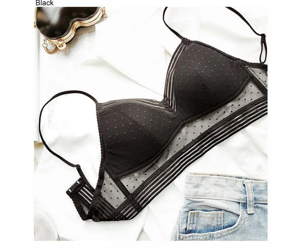 Dot Mesh Thin Triangular Soft Seamless Backless Bra
