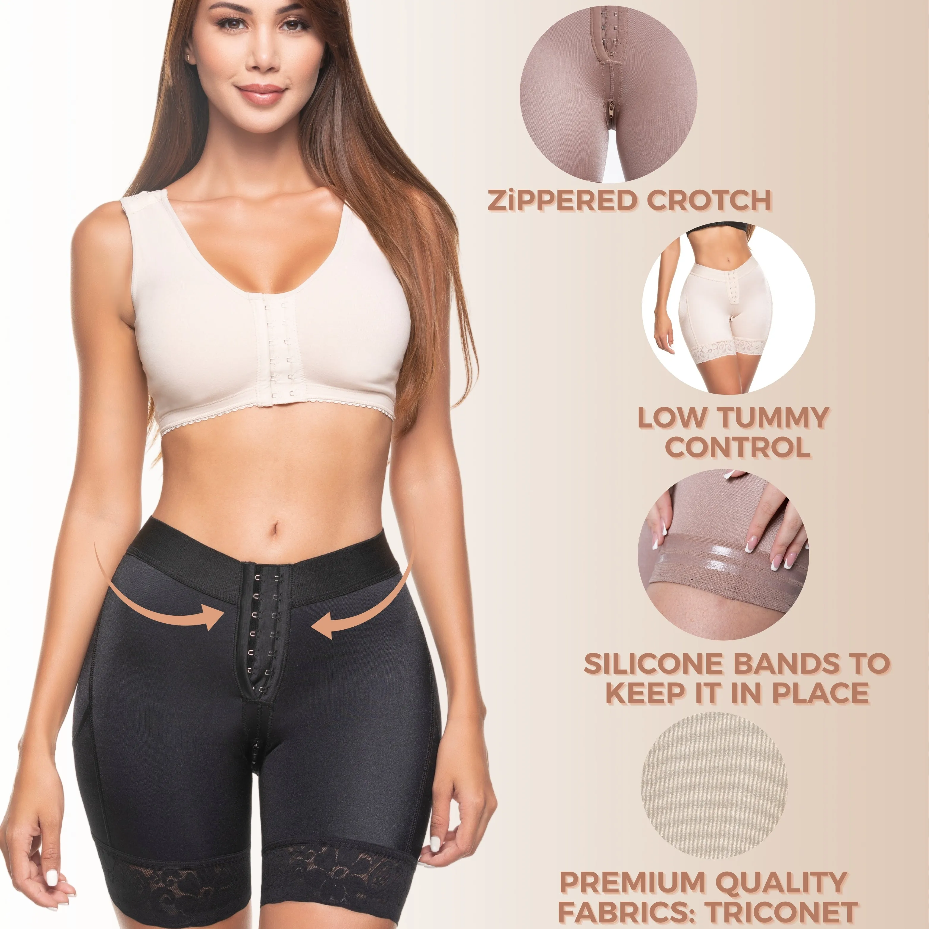 Fajas Colombianas Shaping Tummy Control Short Body Shaper Sonryse TR71