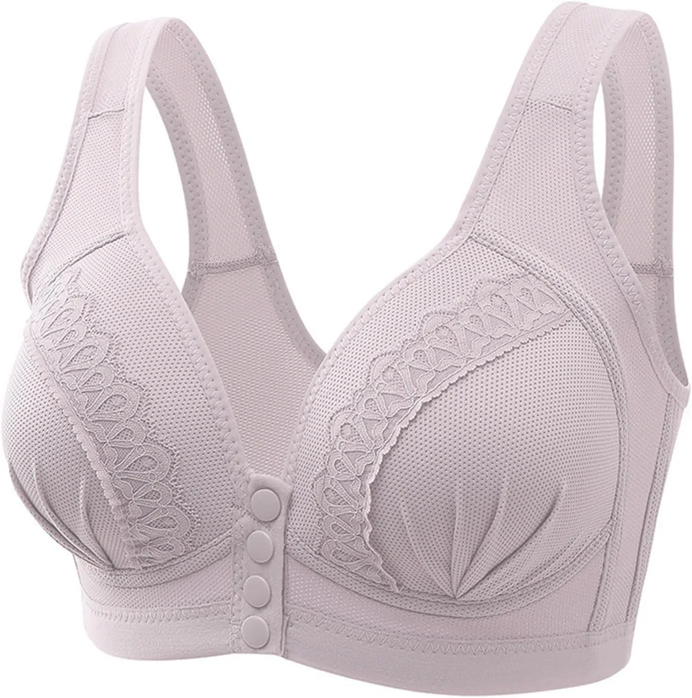 Front Closure Bras for Older Women Sexy Lace Button Bras Seamless Comfortable Push Up Plus Size Breathable Bralettes
