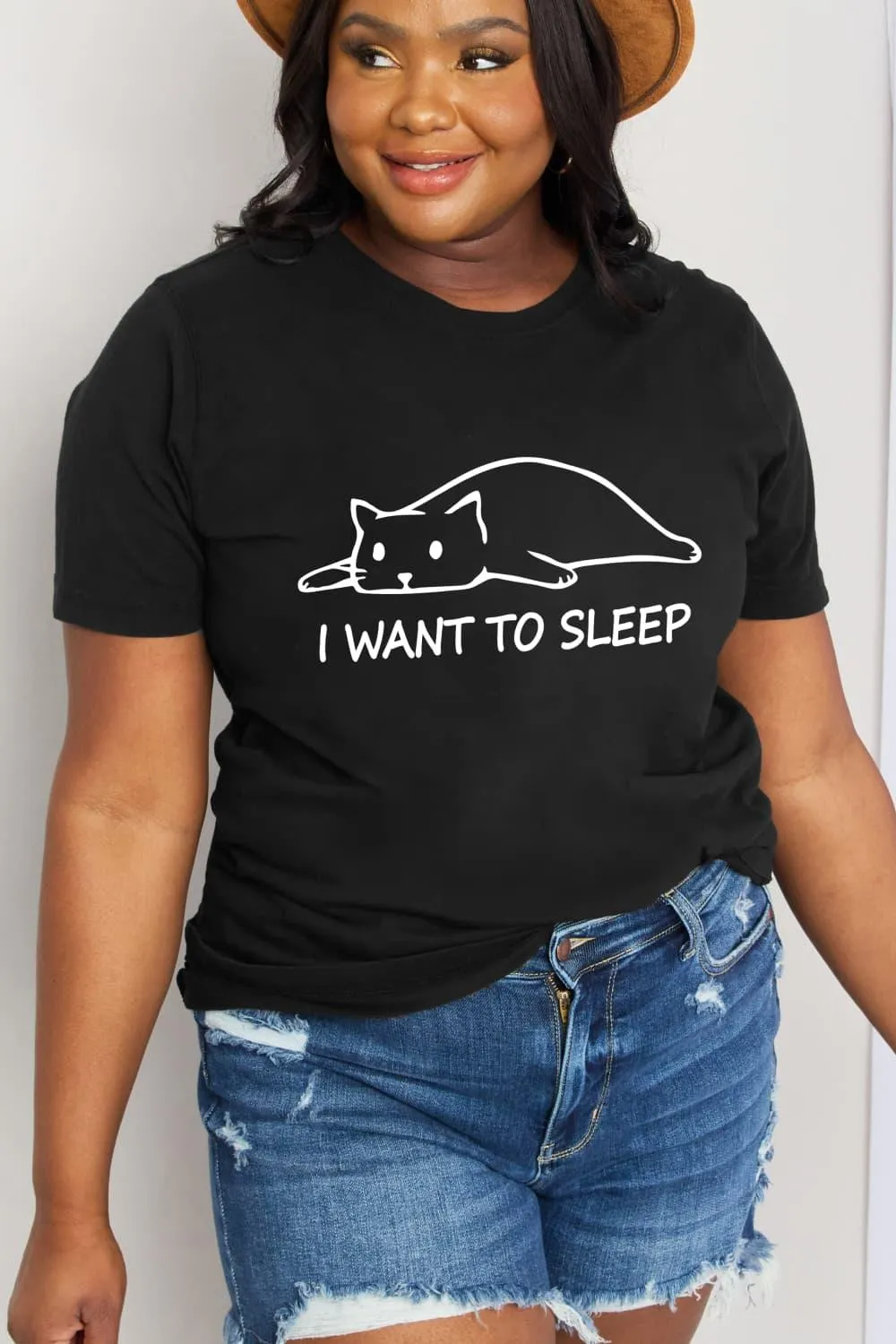 I WANT TO SLEEP Graphic Cotton Tee