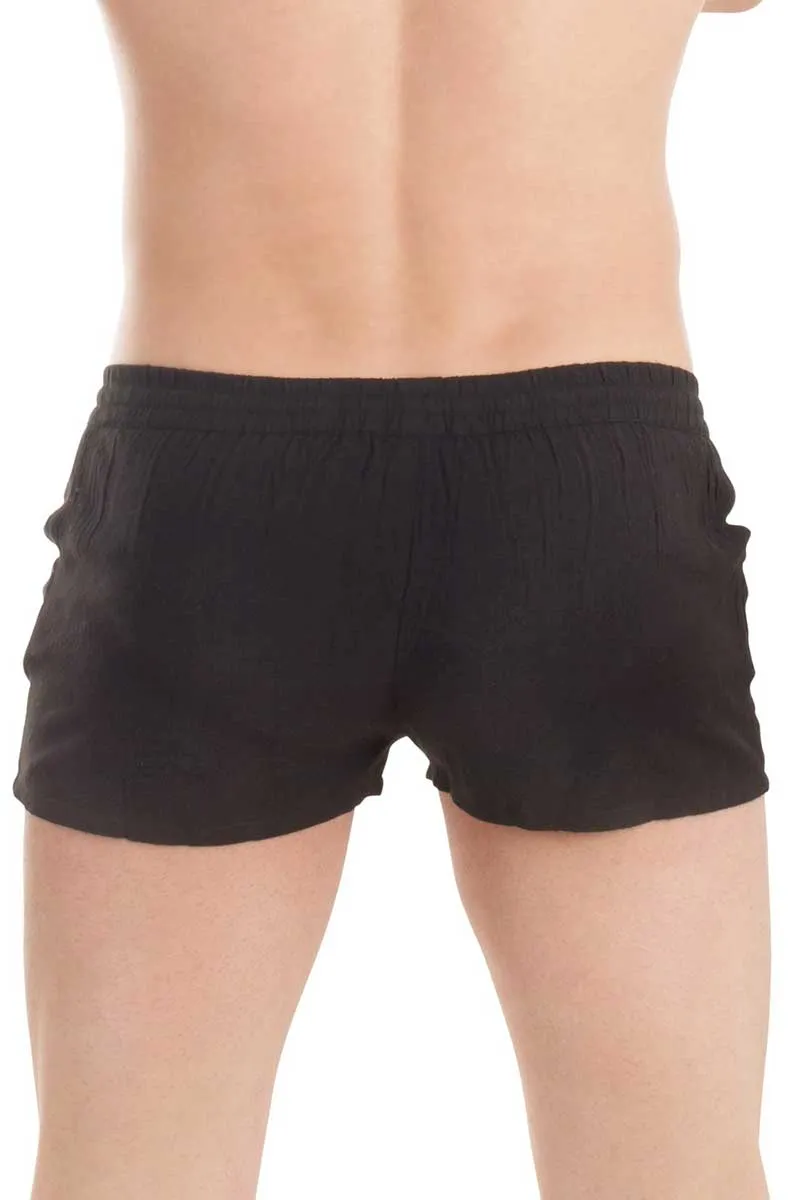 Sleek Black Lounge Shorts for Men - Invisible Sensations, Size Medium