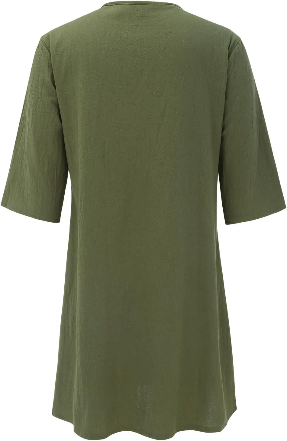 Linen T Shirts for Women Classy Spring Light V Neck Half Sleeve Drop Waist Sun Dress Bohemian Church Clothes for Ladies