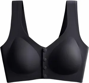 Lmdudan Women's Front Button Bra Solid Color Cotton Sports Bras Full Coverage Comfort Smooth Everyday Sleep Bras Bralette