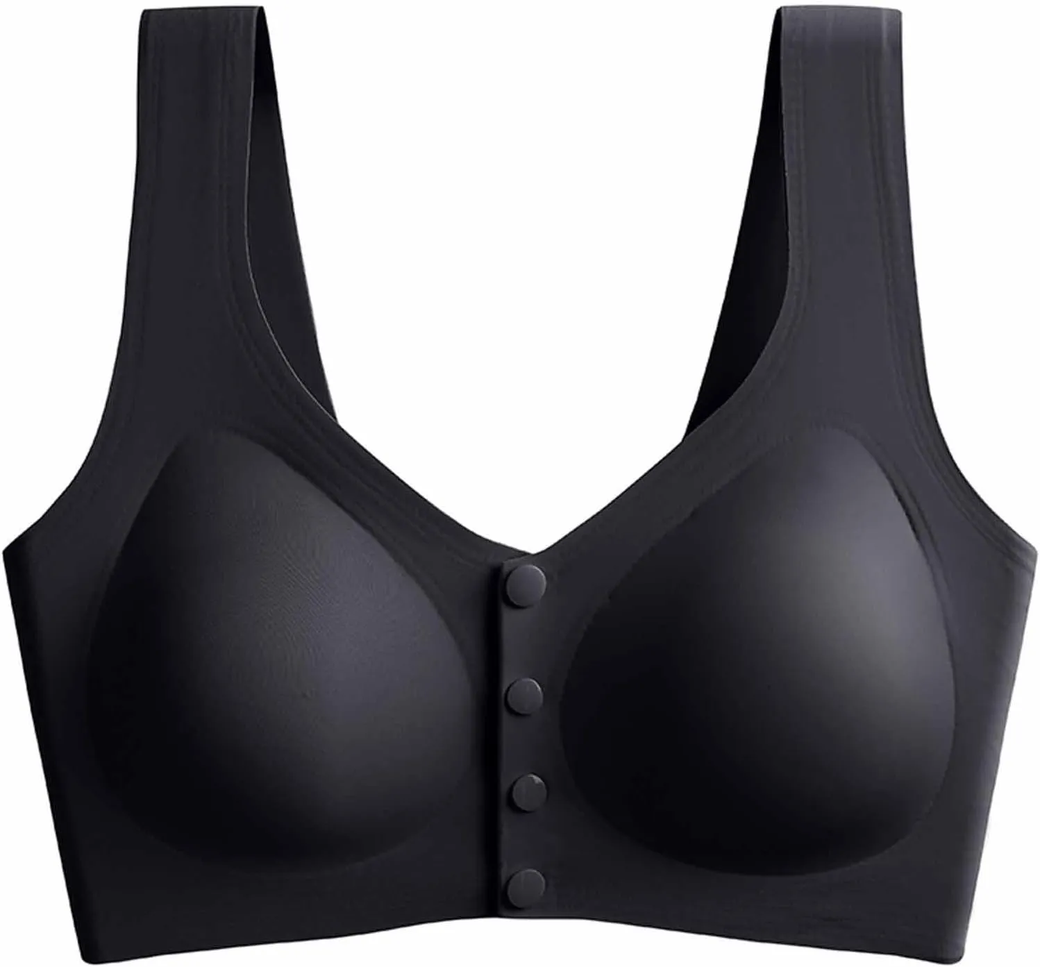Lmdudan Women's Front Button Bra Solid Color Cotton Sports Bras Full Coverage Comfort Smooth Everyday Sleep Bras Bralette