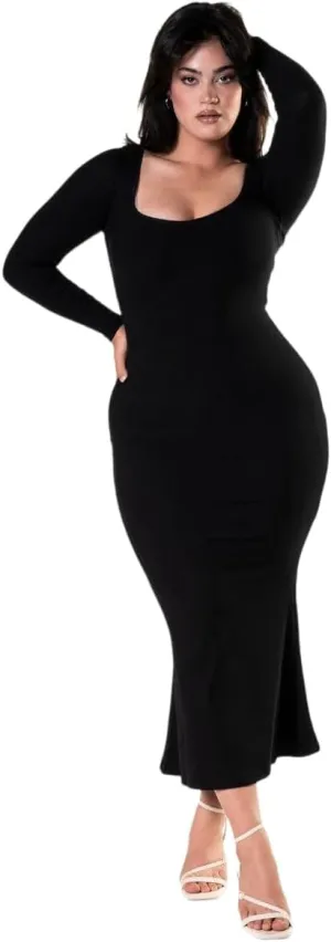 Long Sleeve Maxi Bodycon Dress - Women's Shapewear - Body Shaper Tummy Control Shapewear for Women