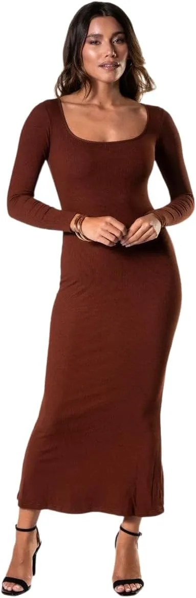 Long Sleeve Maxi Bodycon Dress - Women's Shapewear - Body Shaper Tummy Control Shapewear for Women