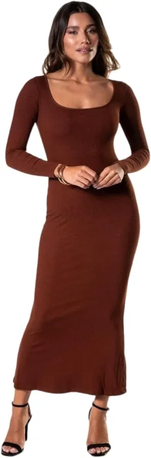 Long Sleeve Maxi Bodycon Dress - Women's Shapewear - Body Shaper Tummy Control Shapewear for Women
