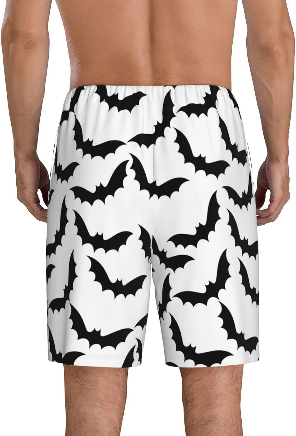 Mens Pajama Pants - Halloween black cool Bat Sleep Shorts Mens Pajama Shorts, Comfy Pj Pants for Mens Lounge Shorts