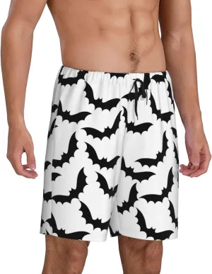 Mens Pajama Pants - Halloween black cool Bat Sleep Shorts Mens Pajama Shorts, Comfy Pj Pants for Mens Lounge Shorts