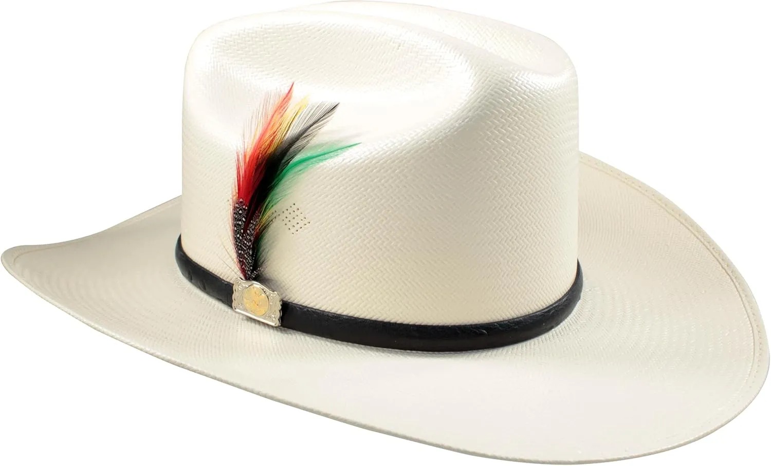 Men's Western Cowboy Straw Hat 2000X Sinaloa 3 1/2" Brim White Diamonds Boots