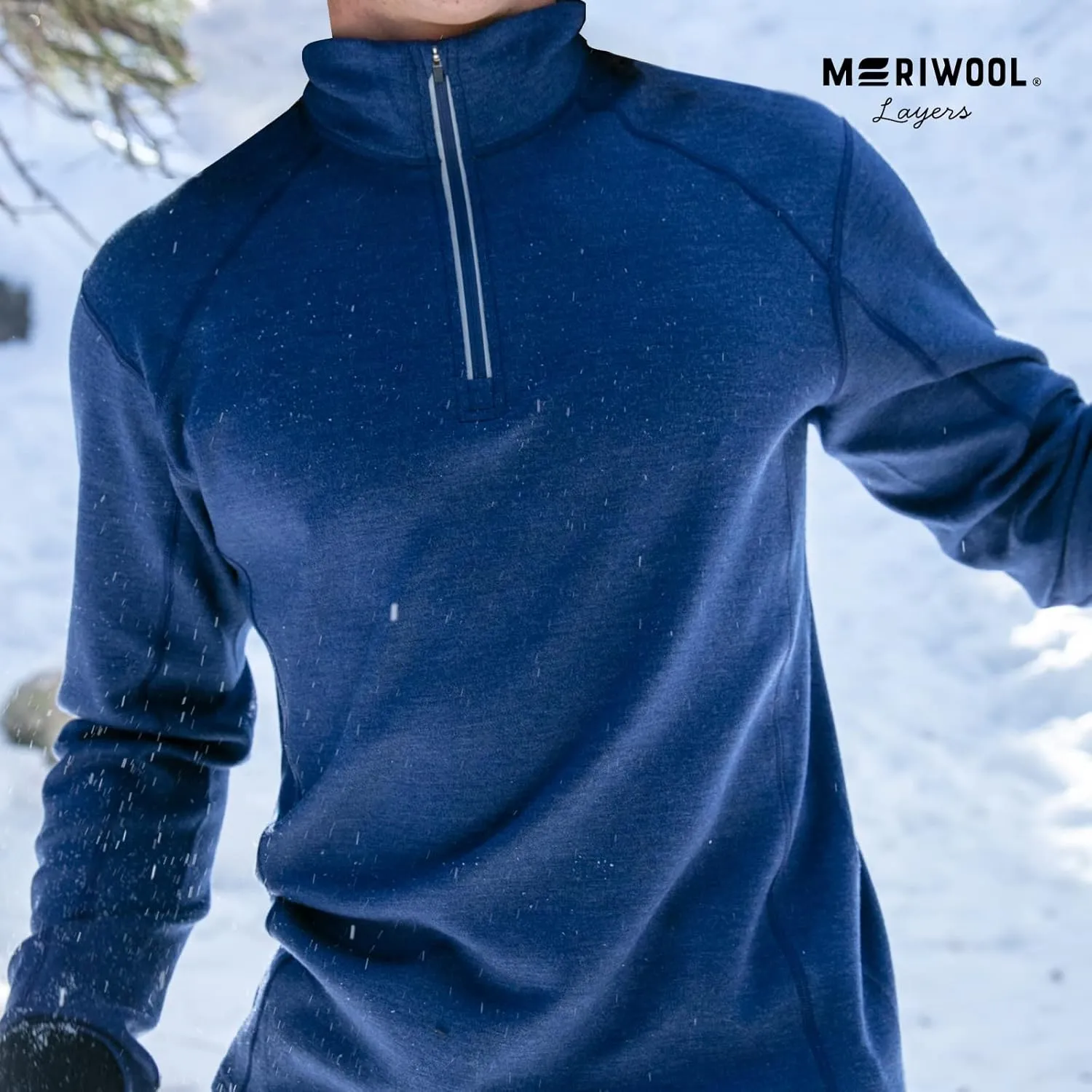 MERIWOOL Mens Base Layer 100% Merino Wool Heavyweight 400g Half Zip Sweater for Men