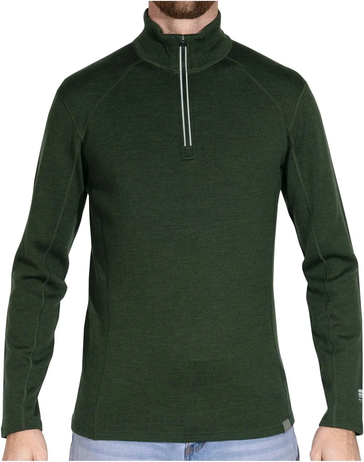 MERIWOOL Mens Base Layer 100% Merino Wool Heavyweight 400g Half Zip Sweater for Men