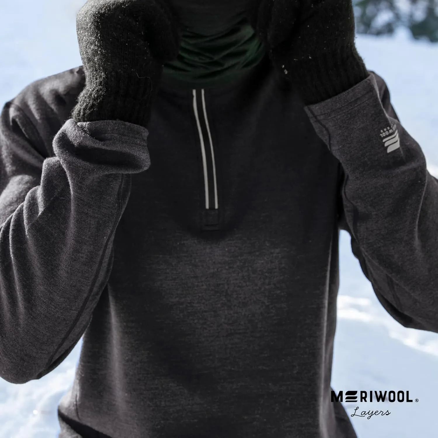 MERIWOOL Mens Base Layer 100% Merino Wool Heavyweight 400g Half Zip Sweater for Men