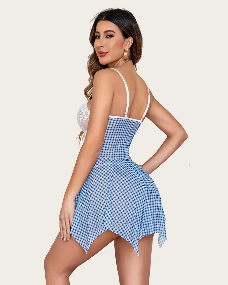 Plus Size Lingeries Lace Print Babydoll Outfits