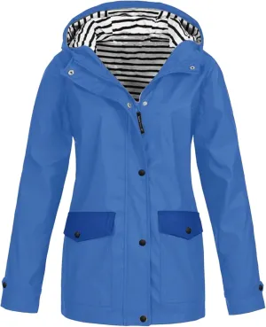 Rain Jacket for Women Lightweight Long Hooded Raincoat Waterproof Outdoor Travel Hiking Windbreaker Trench Coats