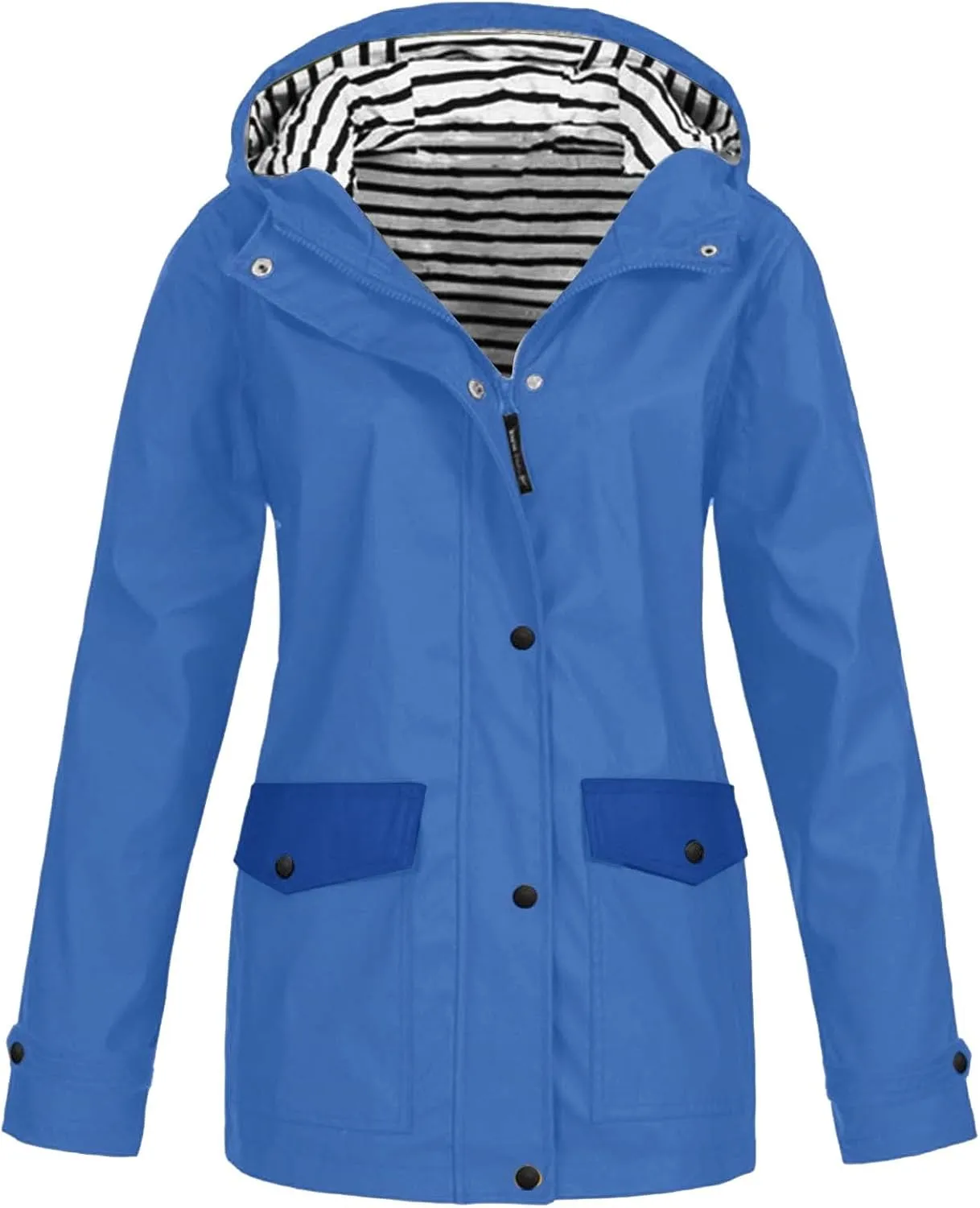 Rain Jacket for Women Lightweight Long Hooded Raincoat Waterproof Outdoor Travel Hiking Windbreaker Trench Coats