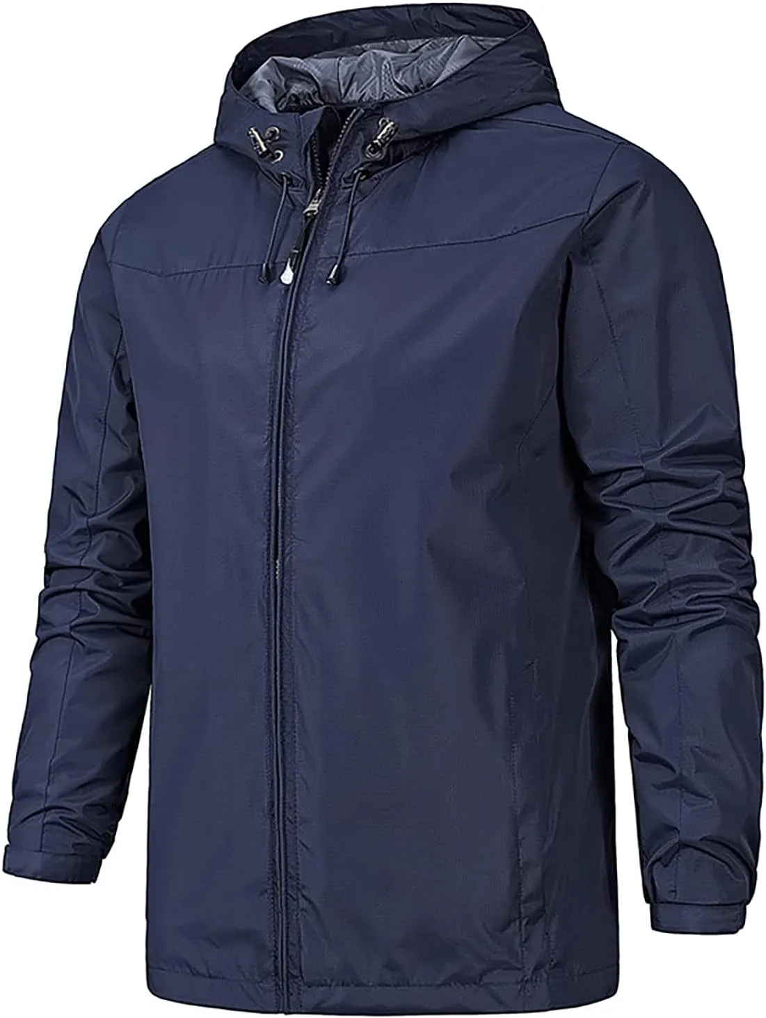 RTRDE Men's Jackets Waterproof Lightweight Raincoat With Hood Outdoor Shell Jacket Hiking Windbreaker Jackets, XL-5XL