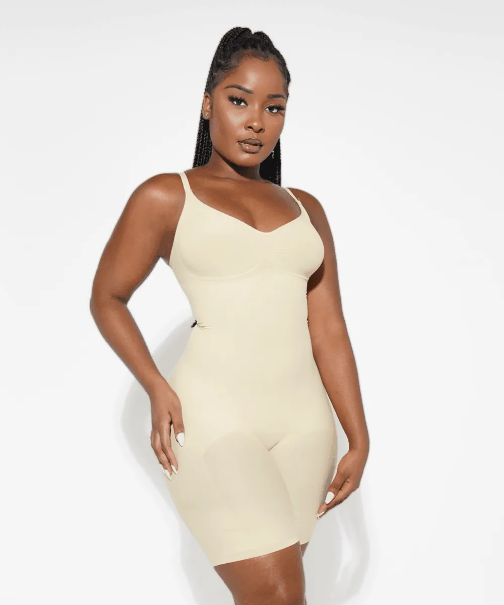 Sculpting Mid-Thigh Bodysuit Ivory