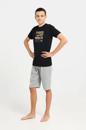 Senior Boys Black And Grey JoyRiders Pyjama Set (2 Piece)