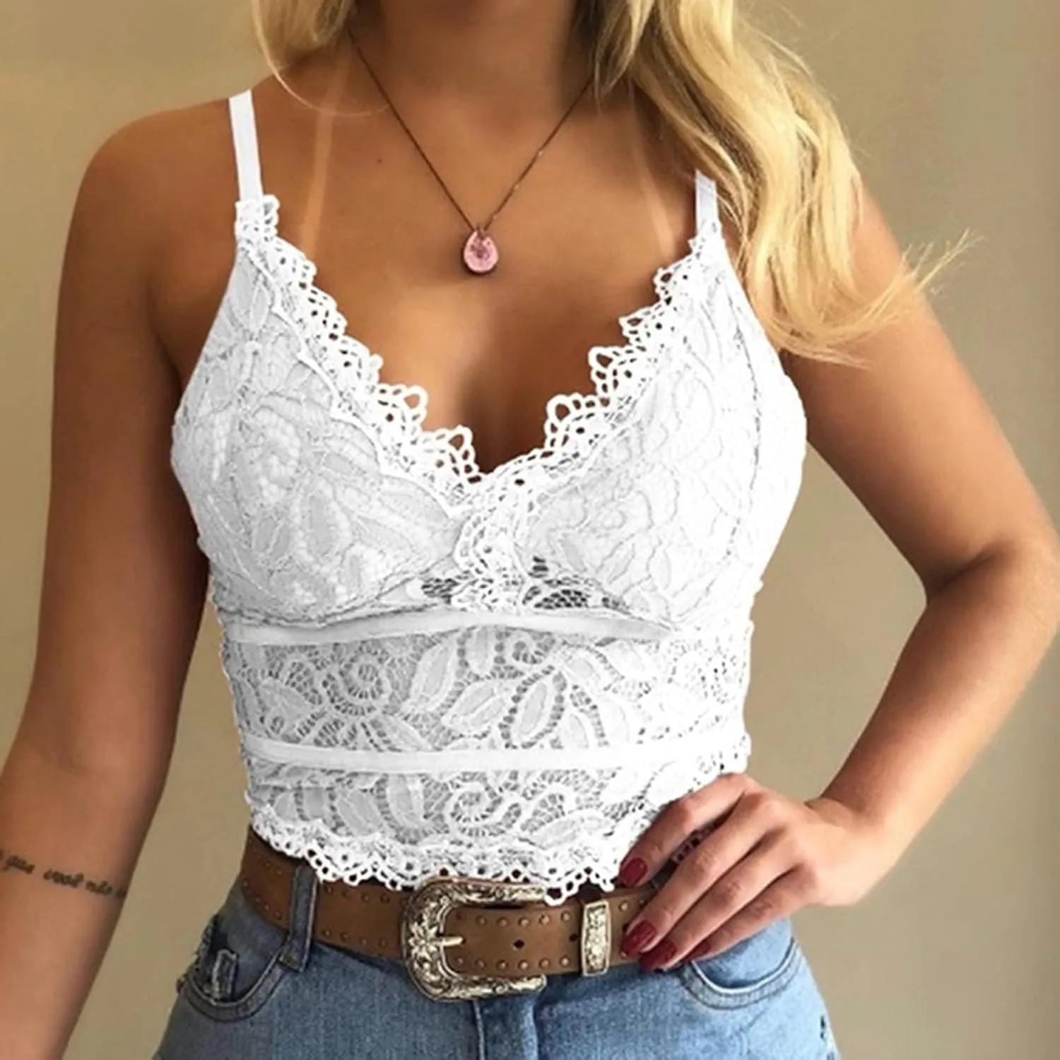Sexy Lace Bralettes Lingerie for Women for Sex Naughty Crop Vest Tops Deep V-Neck Underwear Bra Camisole Boudoir Outfits