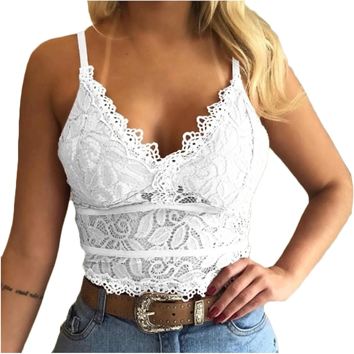 Sexy Lace Bralettes Lingerie for Women for Sex Naughty Crop Vest Tops Deep V-Neck Underwear Bra Camisole Boudoir Outfits