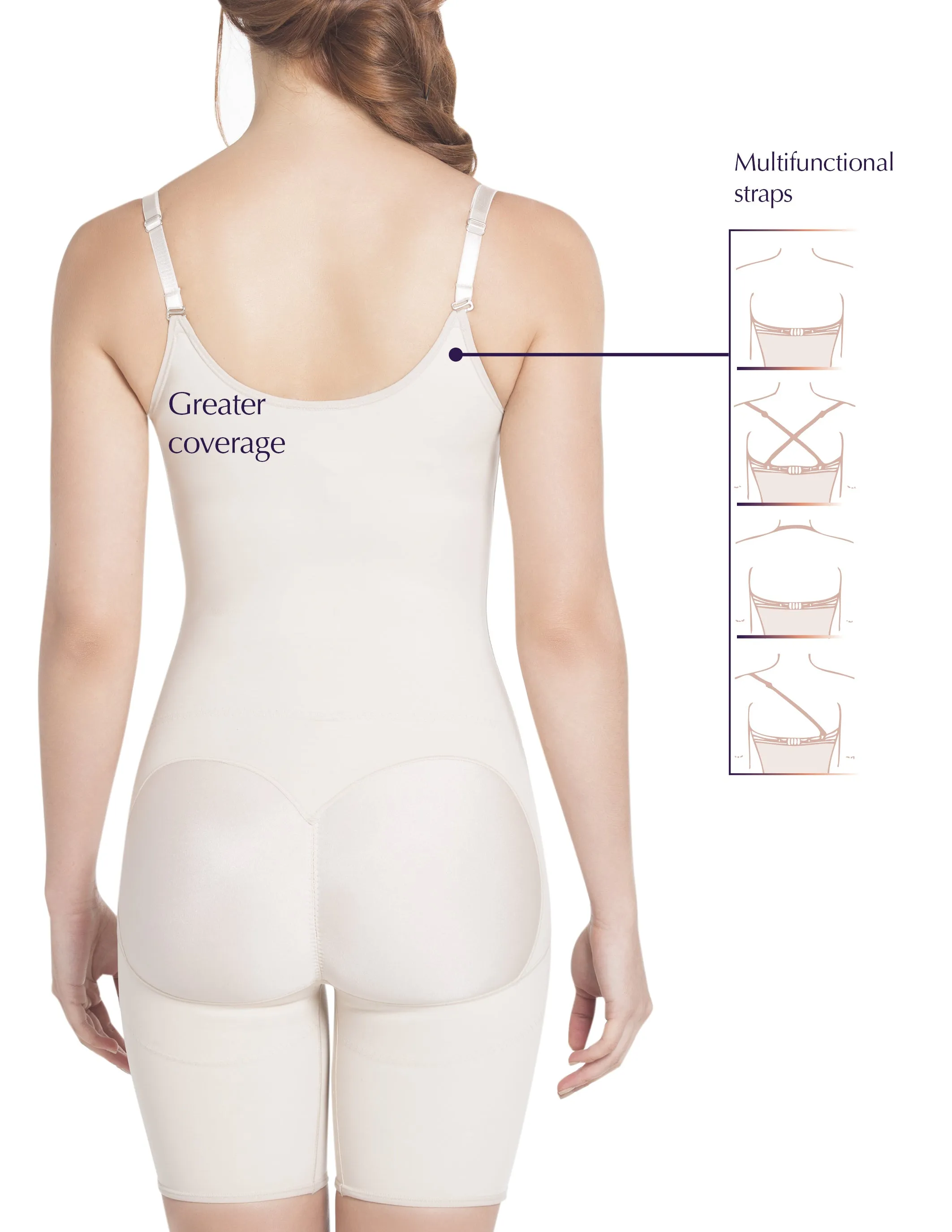 Siluet E6007 Mid-Thigh Full Body Shaper for Women – Adjustable Straps and Firm Compression