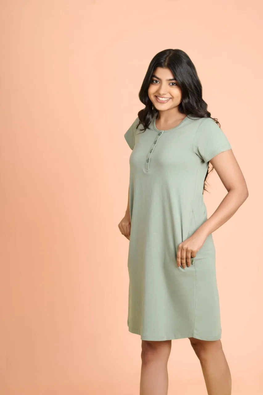 Solid Maternity Long T-shirt with Nursing Facility | Putchi