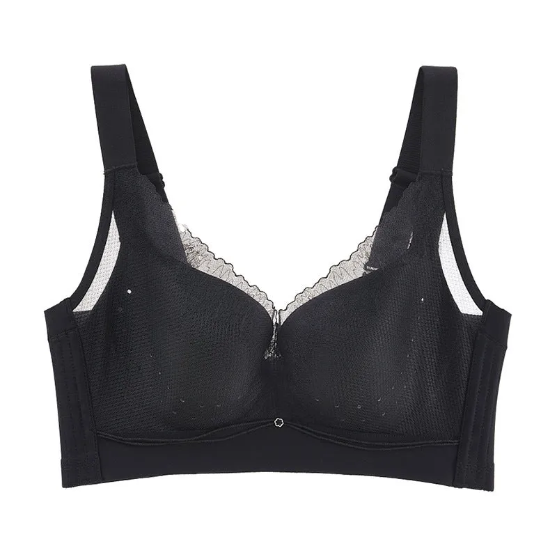 Spring and summer style big breasts show small breathable ultra-thin sandwich cup without steel ring to close the side milky underwear women's push-up bra